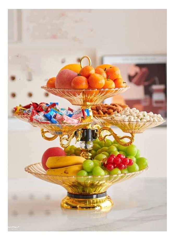Luxury Crystal Glass Fruit Tray Double Layer Candy Dish Living Room Coffee Table Nuts Bowl Creative Snack Dried Fruit Plate