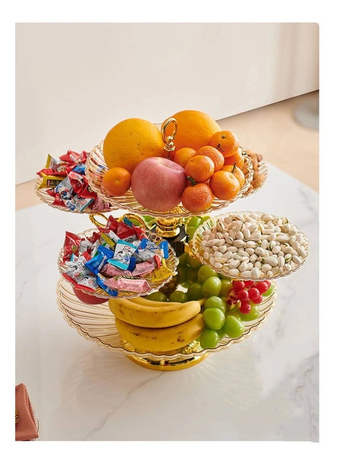 Luxury Crystal Glass Fruit Tray Double Layer Candy Dish Living Room Coffee Table Nuts Bowl Creative Snack Dried Fruit Plate