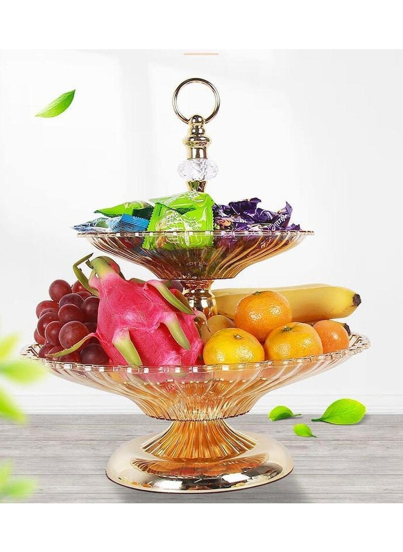 Luxury Crystal Glass Fruit Tray Double Layer Candy Dish Living Room Coffee Table Nuts Bowl Creative Snack Dried Fruit Plate