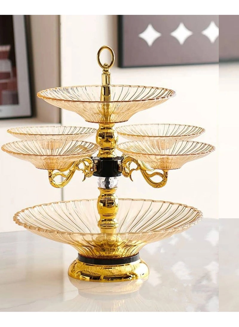 Luxury Crystal Glass Fruit Tray Double Layer Candy Dish Living Room Coffee Table Nuts Bowl Creative Snack Dried Fruit Plate