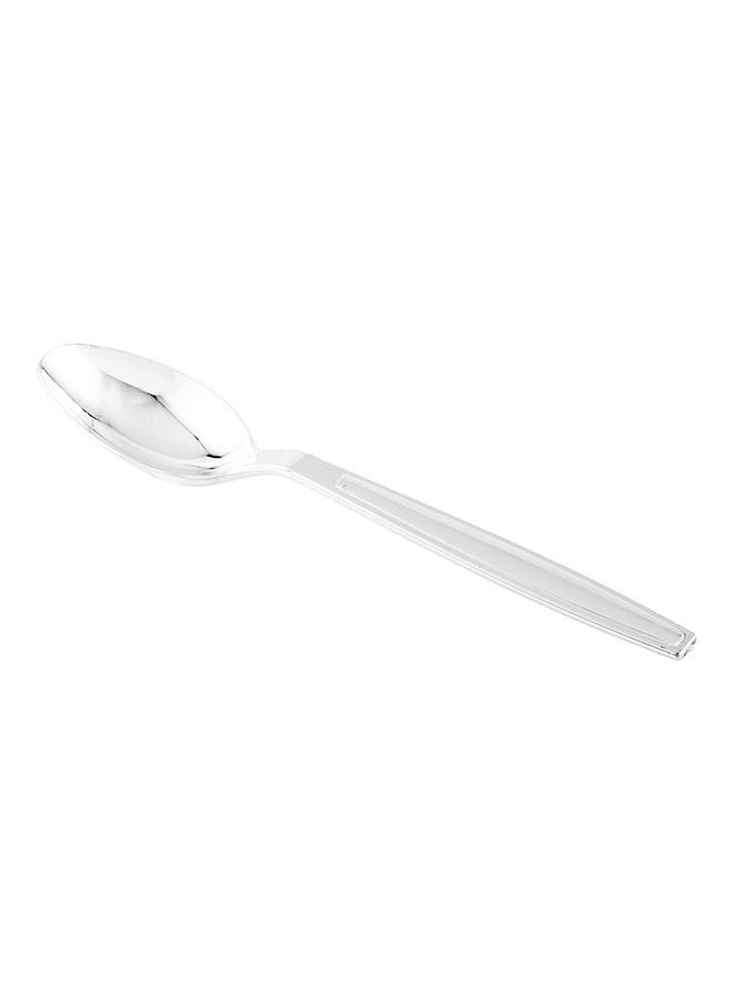 Restaurantware-Argento 7 Inch Silver Plastic Spoons, 250 Recyclable Plastic Silver Spoons - Crack-Resistant, For All Types Of Meals, Silver Plastic Disposable Silver Spoons,