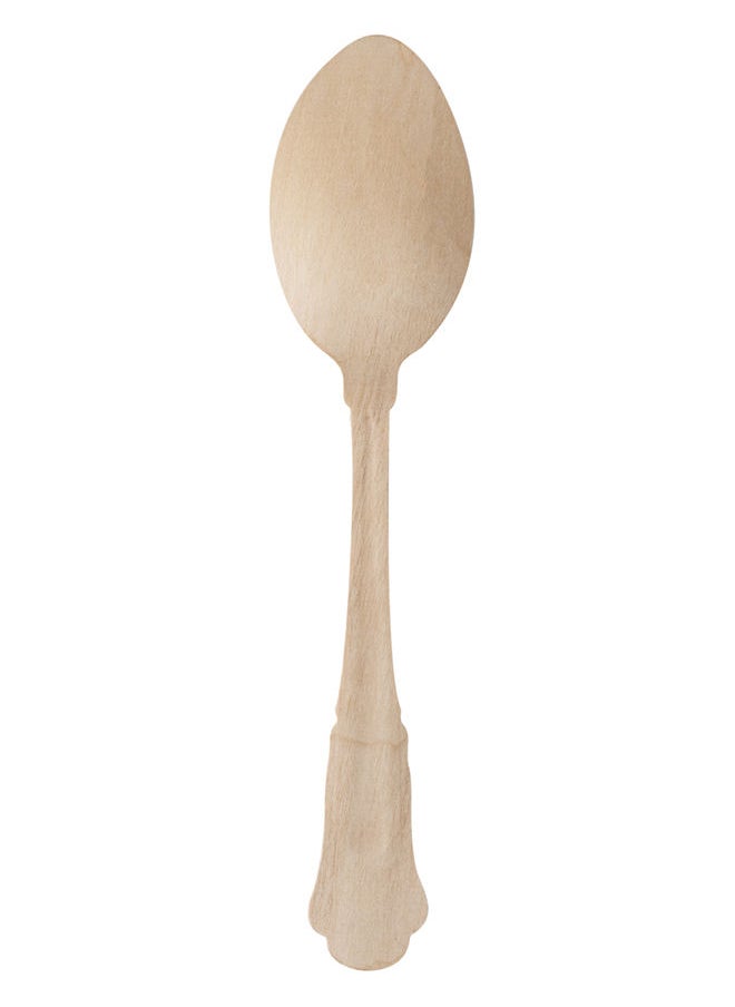 Restaurantware-7.9 Inch Disposable Wooden Spoons, 500 Eco-Friendly Spoons - Baroque Style, Durable, Natural Wood DurableSpoons, Splinter-Free, Cutlery For Parties Or Catering
