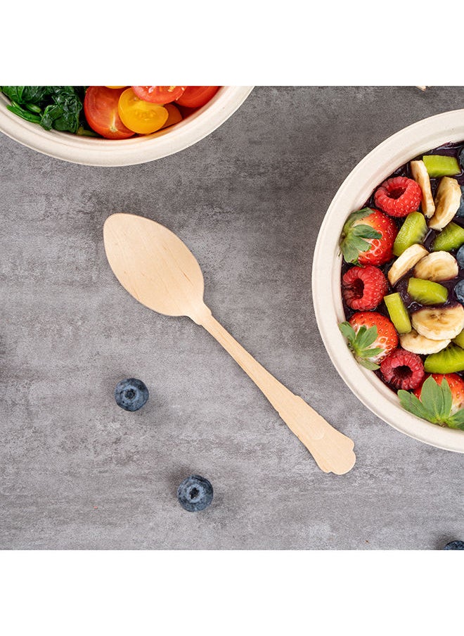 Restaurantware-7.9 Inch Disposable Wooden Spoons, 500 Eco-Friendly Spoons - Baroque Style, Durable, Natural Wood DurableSpoons, Splinter-Free, Cutlery For Parties Or Catering