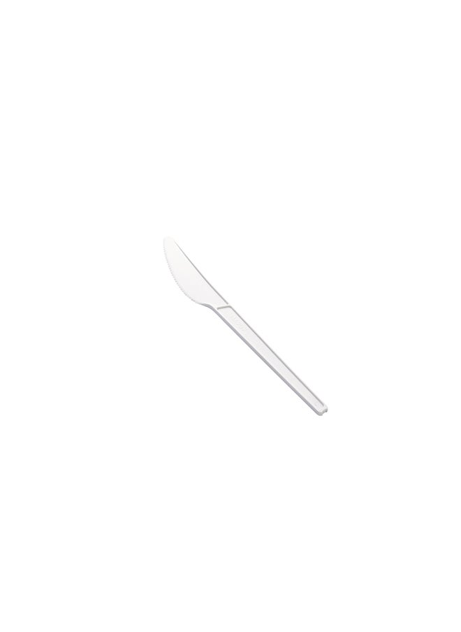 Restaurantware-6.5 Inch Compostable Knives, 250 Heavy-Duty Knives - Sustainable Build, Sturdy, Long Handle, White CPLA Plastic Disposable Cutlery, BPI-Certified, Hot And Cold Foods