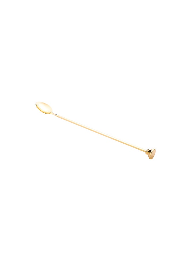 Restaurantware-Bar Lux 12 Inch Bar Spoon, 1 Muddler Tip Cocktail Stirrer Spoon - Long, Commercial, Gold-Plated Stainless Steel Cocktail Mixing Spoon, For Stirring And Mixing For Professionals