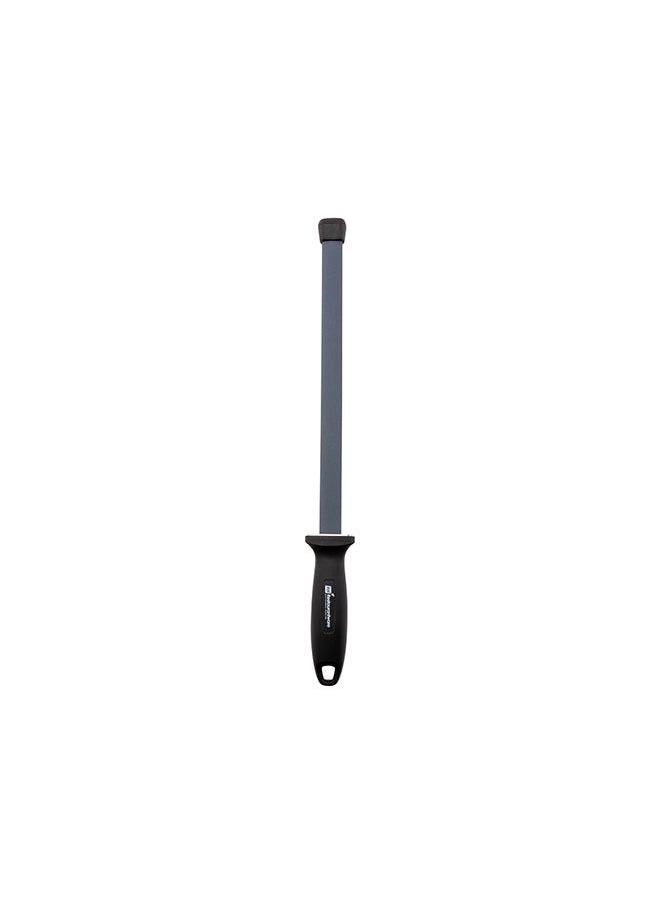 Restaurantware-Met Lux 17 Inch x 1.8 Inch Knife Honing Rod, 1 Nylon Handle Sharpening Steel - Shock Absorbent, Grooved, Black Ceramic Knife Sharpener Rod, For Kitchen