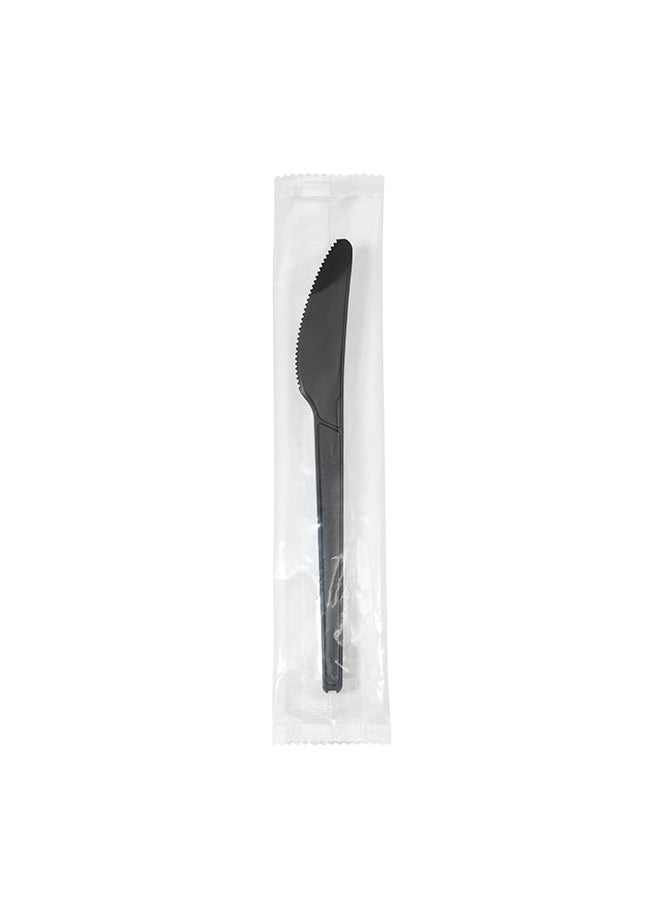 Restaurantware-Basic Nature 6.5 Inch Wrapped Compostable Knives, 250 Individually Wrapped Plant-Based Silverware - For Hot And Cold Foods, Black CPLA Plastic Disposable Cutlery, BPI-Certified
