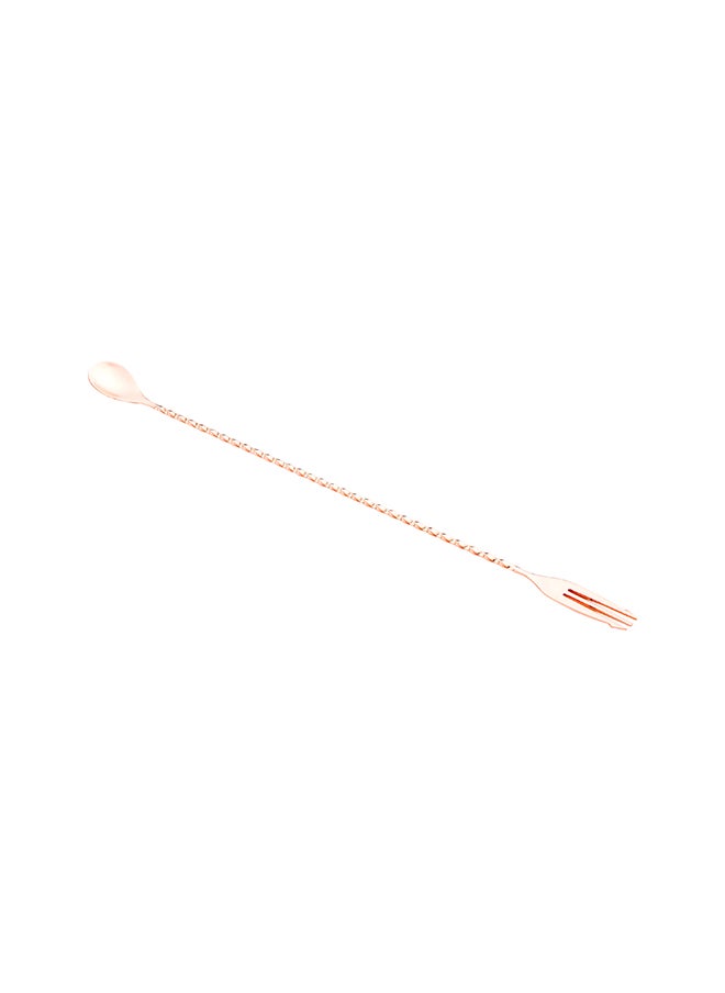 Restaurantware-Bar Lux 16 Inch Bar Spoon, 1 Fork Tip Cocktail Stirrer Spoon - Long, Commercial, Copper-Plated Stainless Steel Cocktail Mixing Spoon, For Stirring And Mixing For Professionals