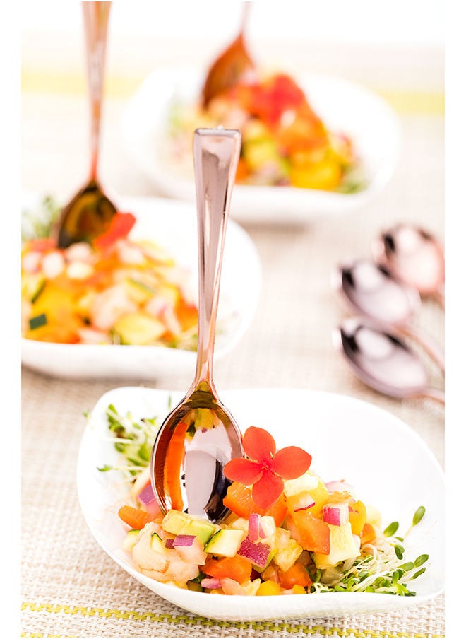 Restaurantware-4 Inch Mini Spoons, 500 Disposable Tiny Spoons - Heavy-Duty, Pair With Appetizers or Desserts, Rose Gold Plastic Sample Spoons, For Parties, Weddings, Or Catering