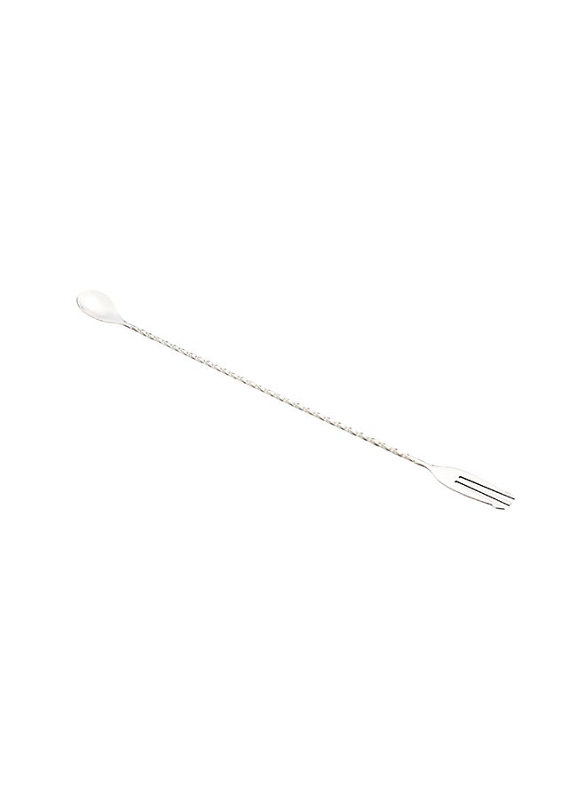 Restaurantware-Bar Lux 16 Inch Bar Spoon, 1 Fork Tip Cocktail Stirrer Spoon - Long, Commercial, Stainless Steel Cocktail Mixing Spoon, For Stirring And Mixing For Professionals