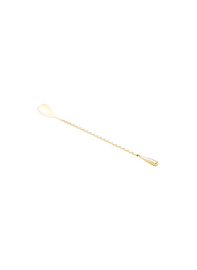 Restaurantware-Bar Lux 12 Inch Bar Spoon, 1 Corkscrew Handle Cocktail Stirrer Spoon - Long, Commercial, Gold-Plated Stainless Steel Cocktail Mixing Spoon, For Stirring And Mixing