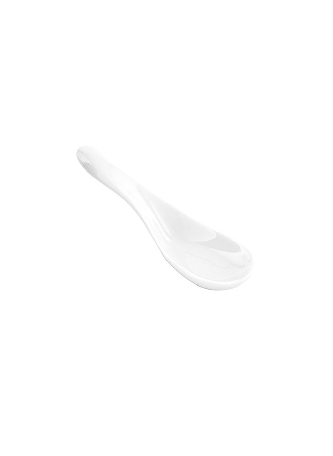 Restaurantware-5.1 Inch Porcelain Soup Spoons, 10 Wave Appetizer Spoons - Chip Resistant, Dishwasher Safe, White Porcelain Mini Tasting Plates, For Samples, Desserts, Or Snacks