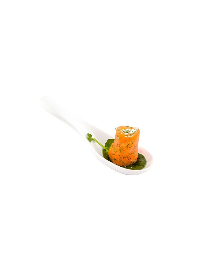 Restaurantware-5.1 Inch Porcelain Soup Spoons, 10 Wave Appetizer Spoons - Chip Resistant, Dishwasher Safe, White Porcelain Mini Tasting Plates, For Samples, Desserts, Or Snacks