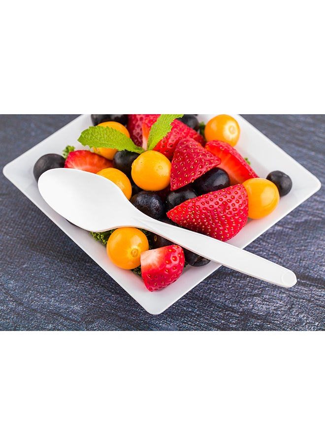 500 Spoons, 5 Inch Mini Eco Friendly Cutlery - Recyclable, Plant Based, White CPLA Plastic Disposable Utensils, For Appetizers Or Desserts,