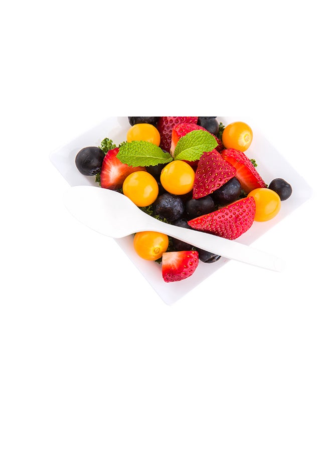 500 Spoons, 5 Inch Mini Eco Friendly Cutlery - Recyclable, Plant Based, White CPLA Plastic Disposable Utensils, For Appetizers Or Desserts,