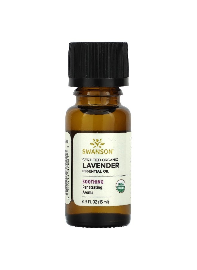 Swanson, Certified Organic Essential Oil, Lavender, 0.5 fl oz (15 ml)