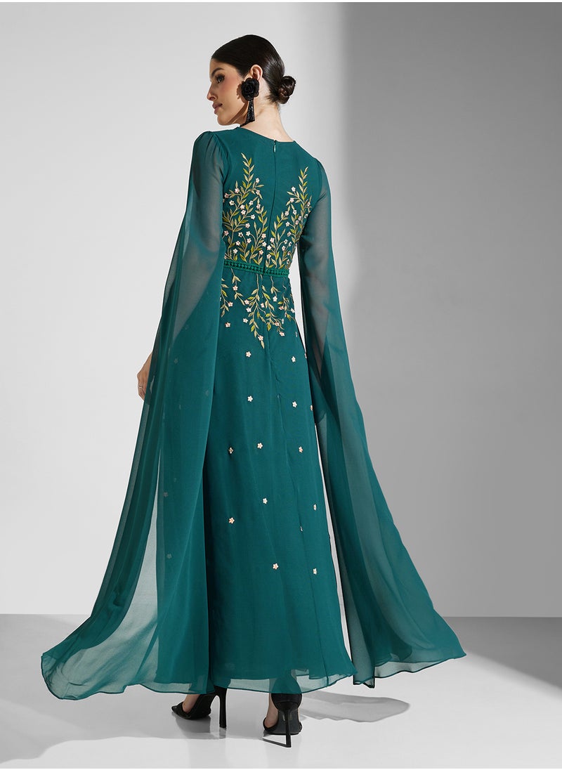 Embellished V-Neck Maxi Dress