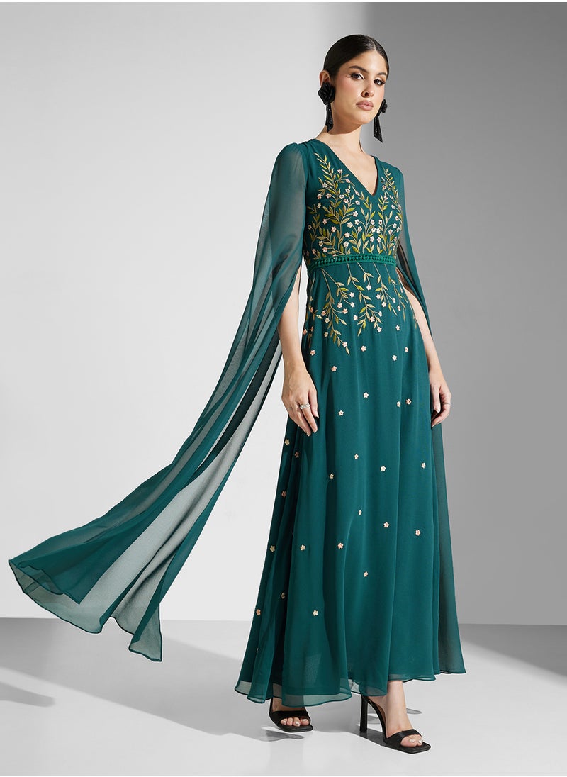 Embellished V-Neck Maxi Dress