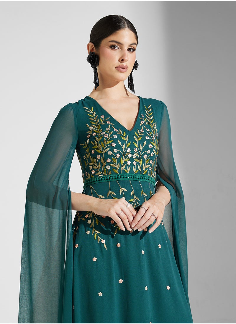 Embellished V-Neck Maxi Dress