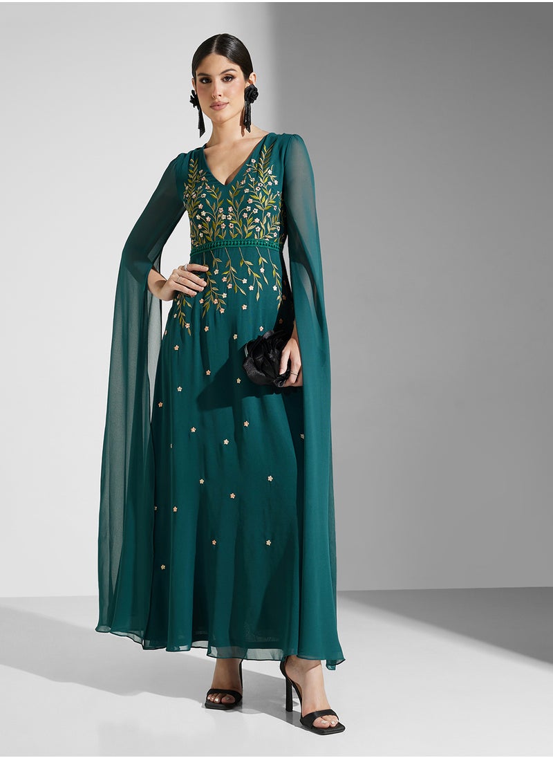 Embellished V-Neck Maxi Dress
