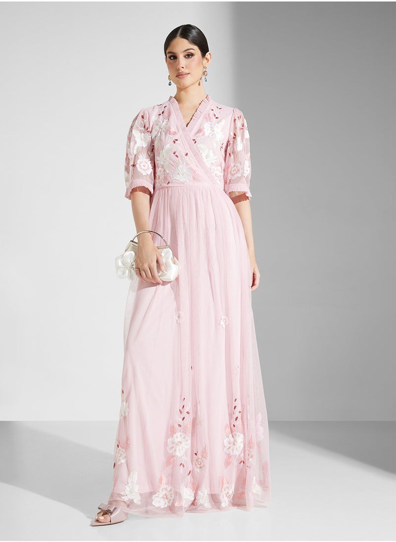 Embellished V-Neck Dress