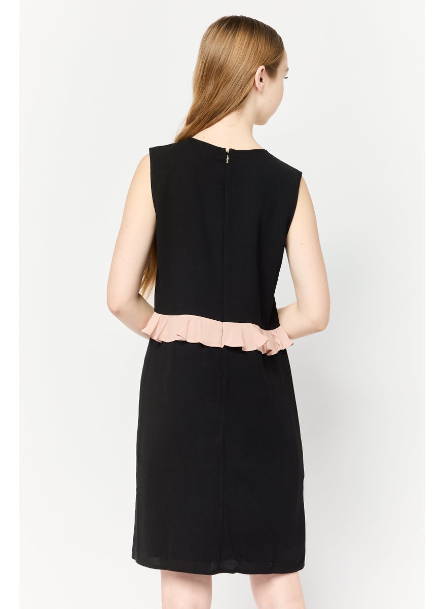 Women Plain Mini Dress, Black