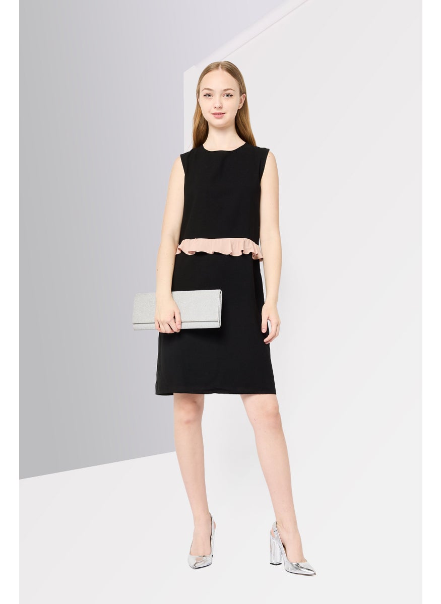Women Plain Mini Dress, Black