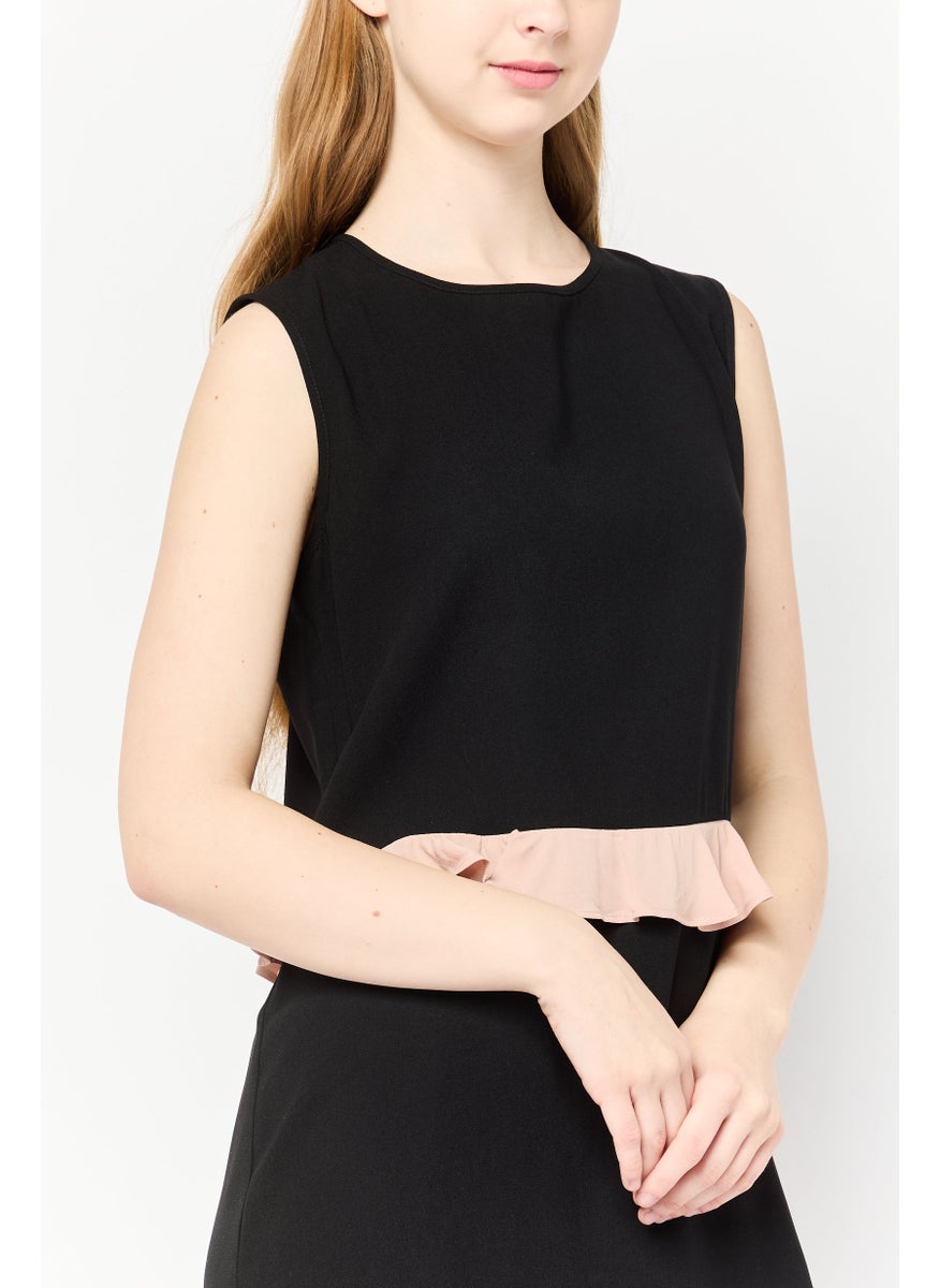 Women Plain Mini Dress, Black
