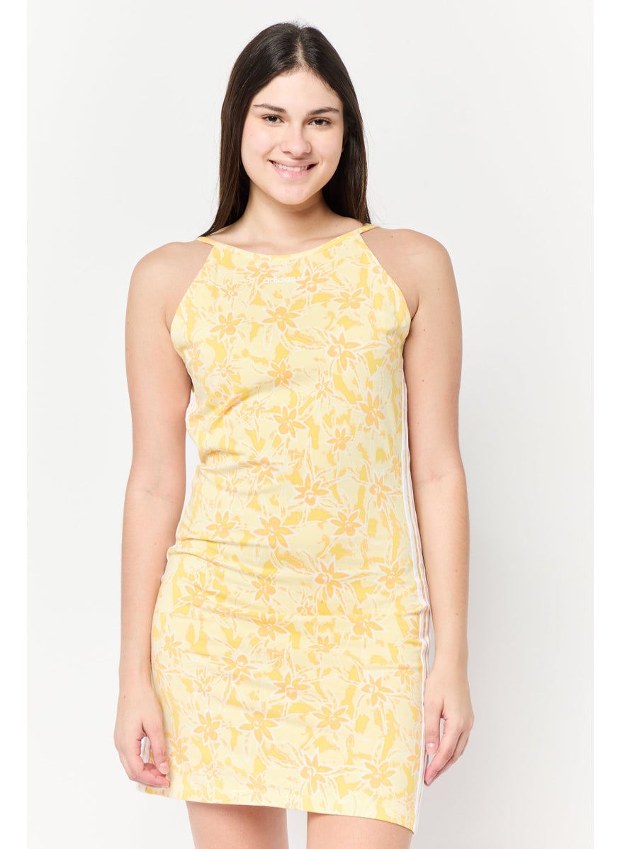 Women Sportswear Fit Sleeveless Outdoor Tight Dress, Yellow