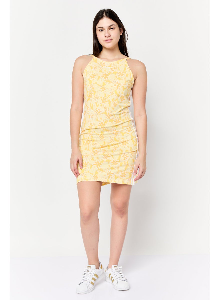 Women Sportswear Fit Sleeveless Outdoor Tight Dress, Yellow