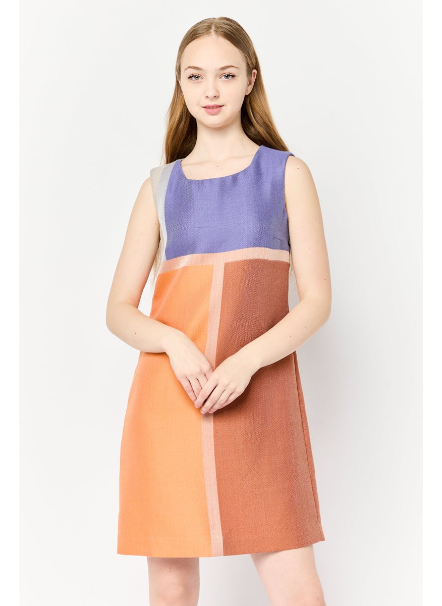 Women Colorblock Sheath Dress, Multicolor