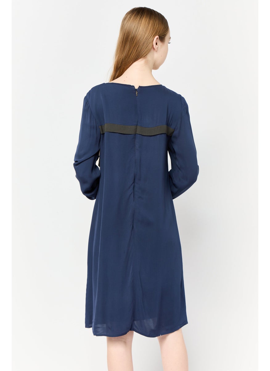 Women Textured Midi Dress, Navy