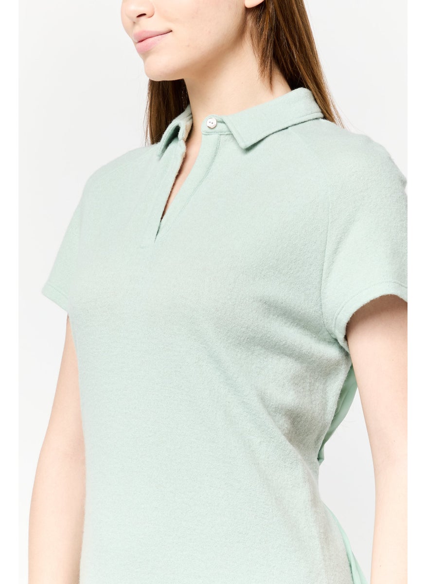Women Textured Midi Dress, Sage