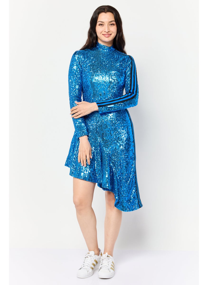 Women Sportswear Fit Sequins Dancing Dress, Blue