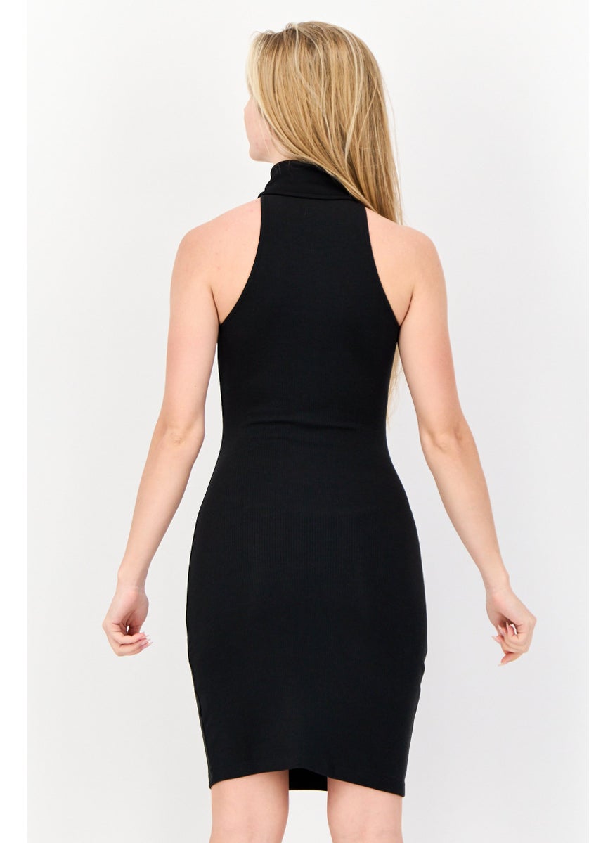 Women Sportswear Fit Sleeveless Outdoor Mini Dress, Black