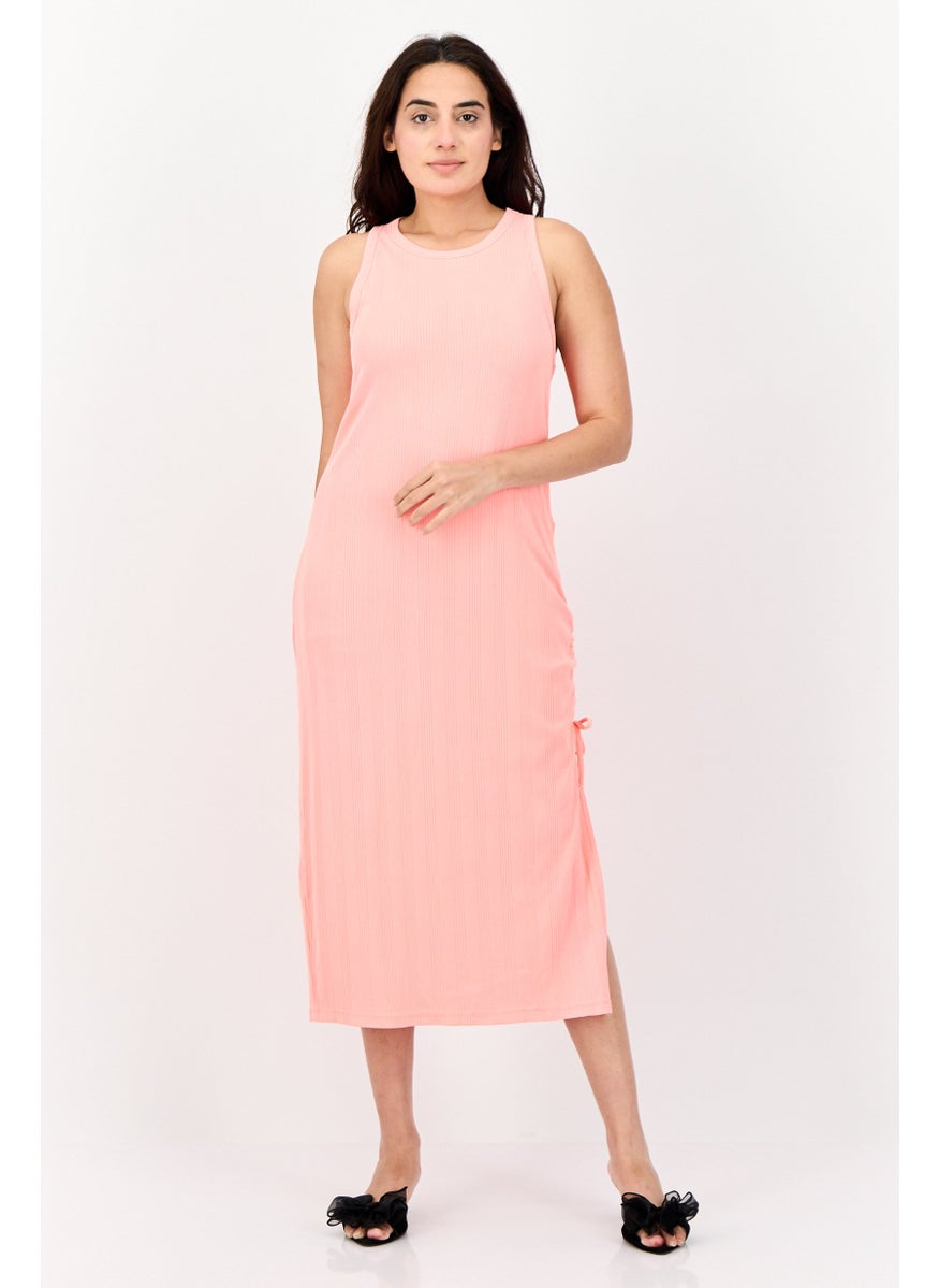 Women Stripe Midi Dress, Coral