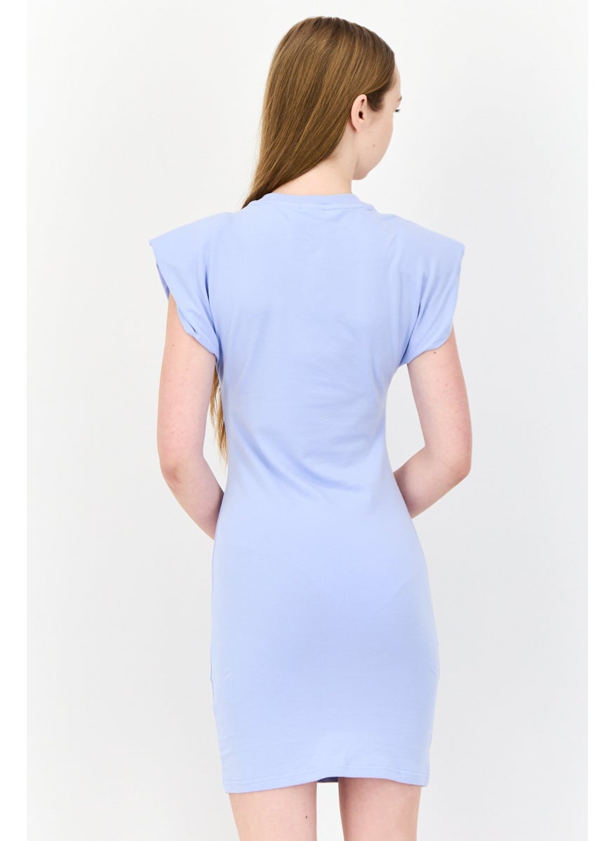 Women Sportswear Fit Short Sleeves Outdoor Dress, Lavender