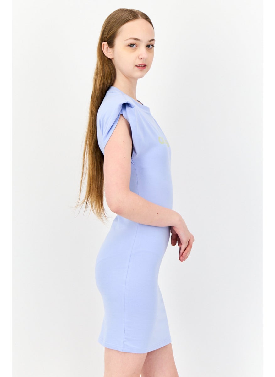 Women Sportswear Fit Short Sleeves Outdoor Dress, Lavender