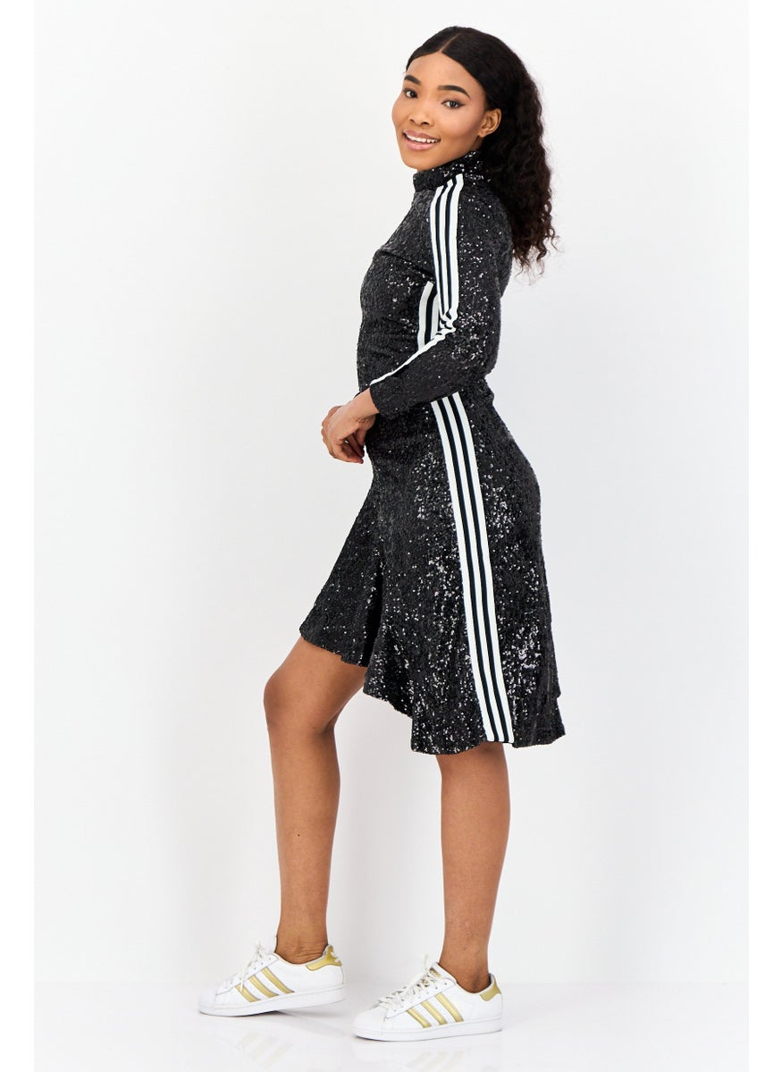 Women Metallic Mini Dress, Black