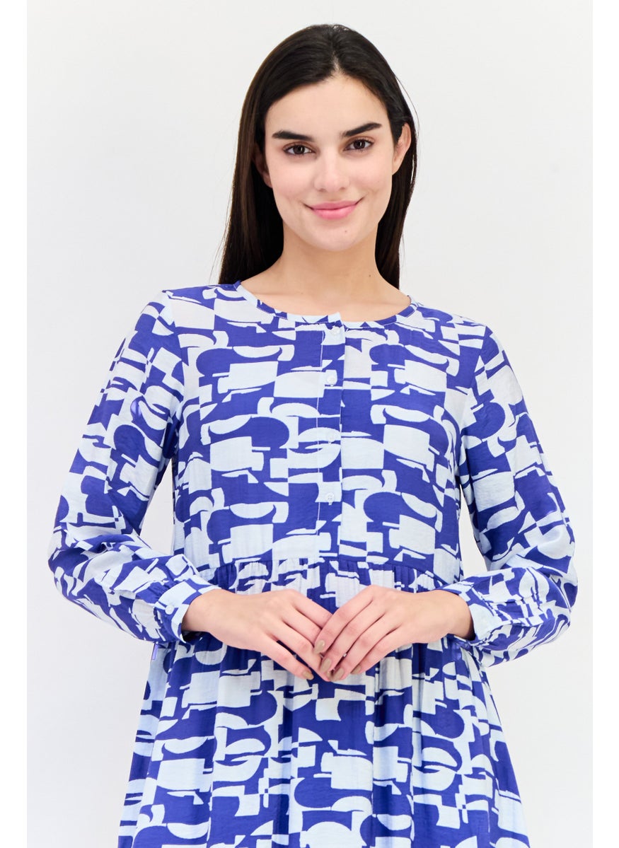 Women Allover Print Midi Dress, Multicolor