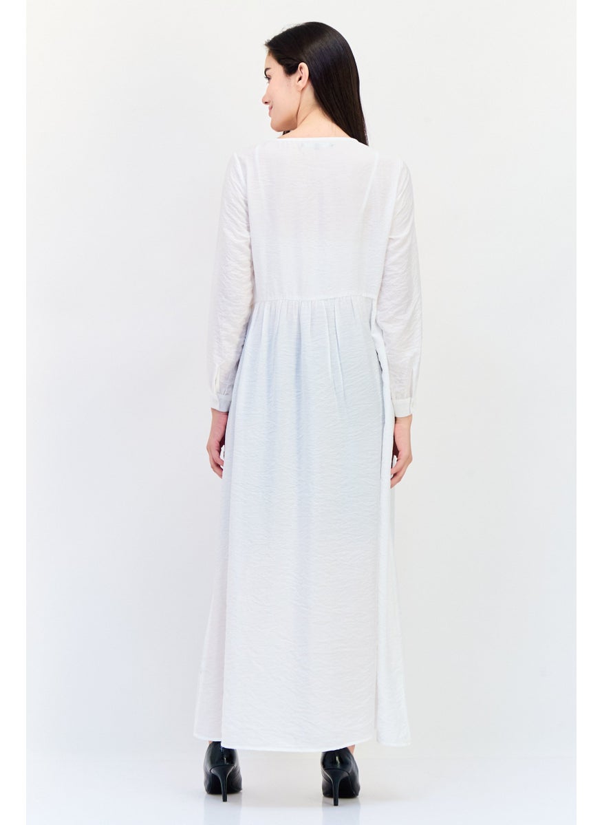 Women Plain Maxi Dress, White