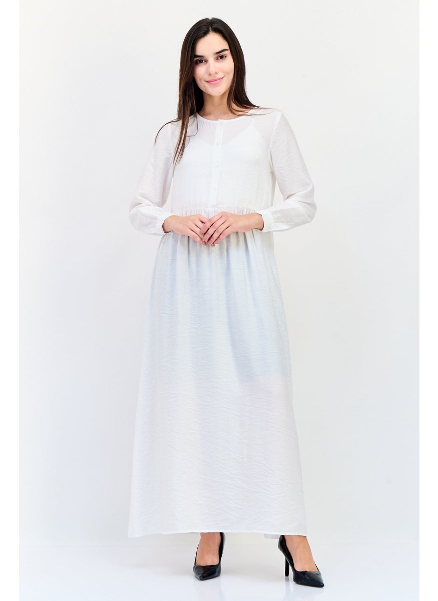 Women Plain Maxi Dress, White