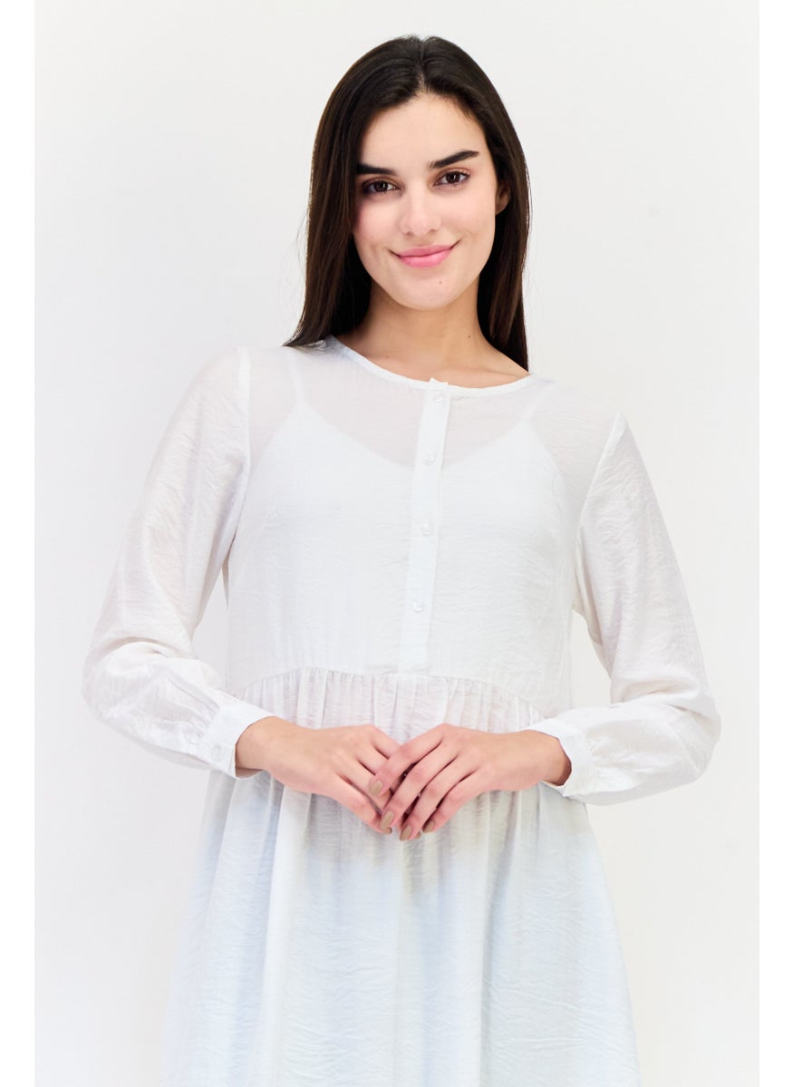Women Plain Maxi Dress, White