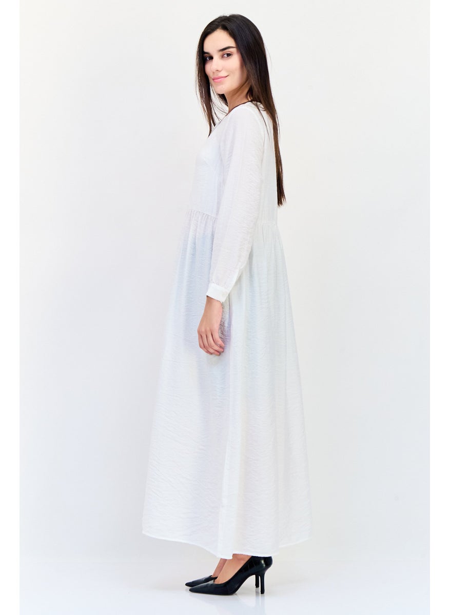 Women Plain Maxi Dress, White