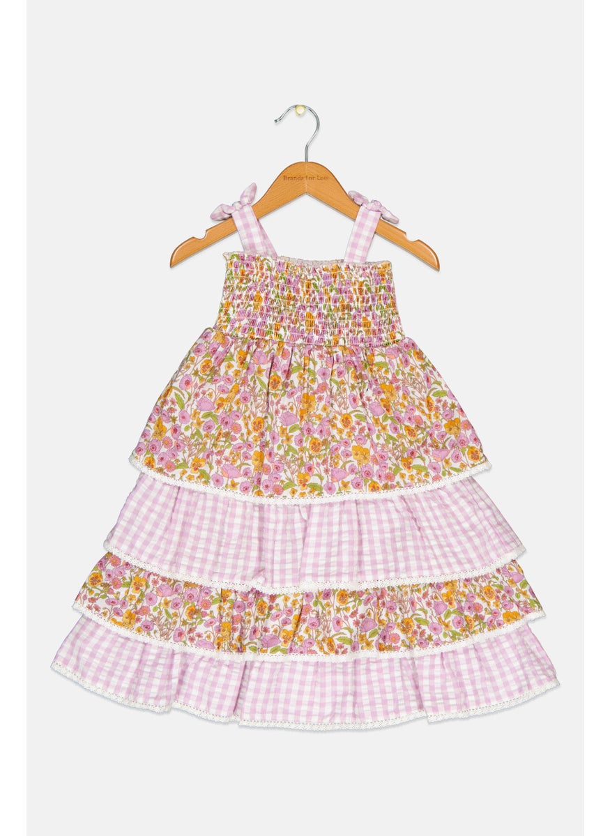 Toddlers Girl Floral layered Dress, Multicolor