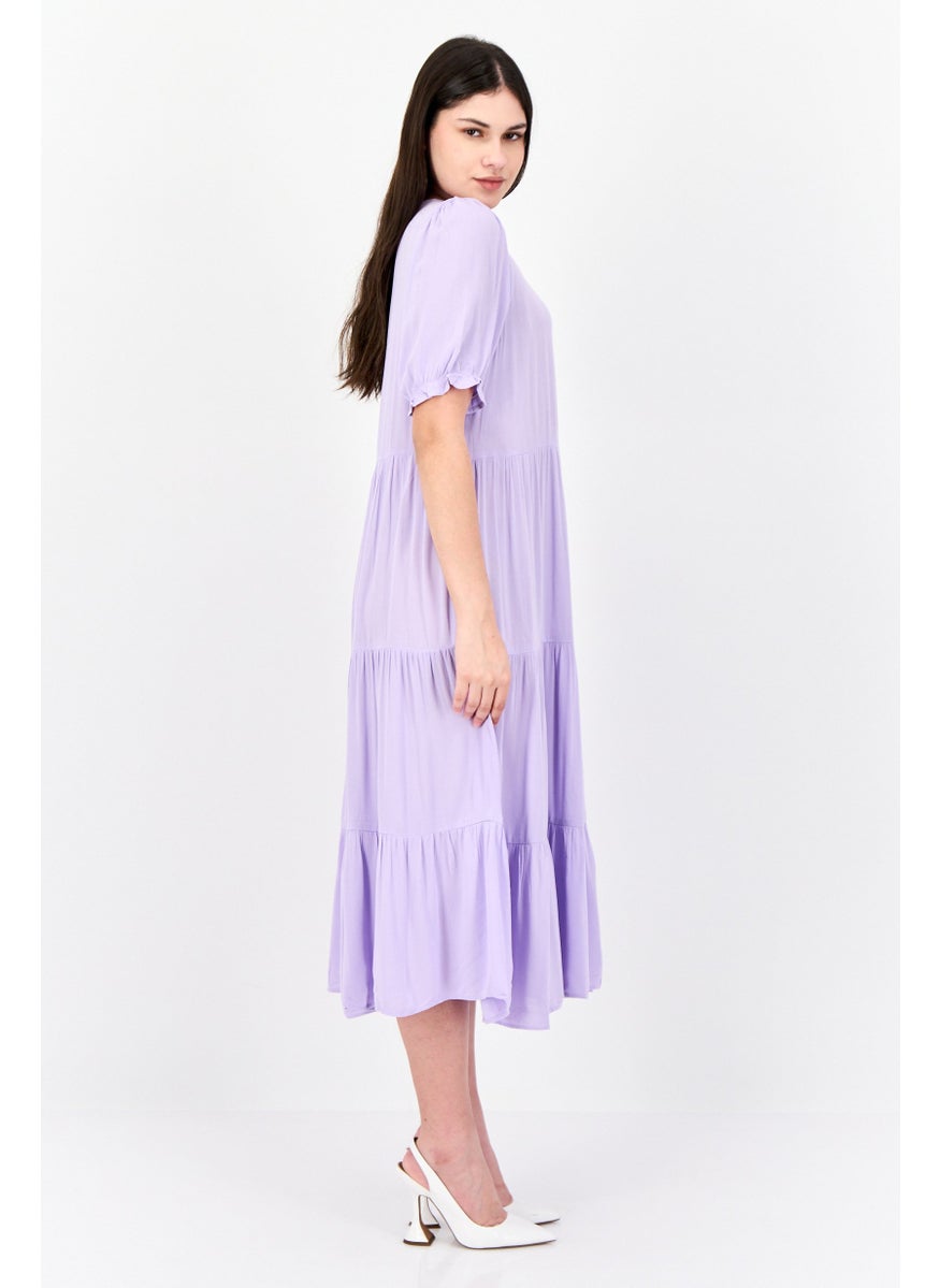 Women Plain Midi Dress, Lavender