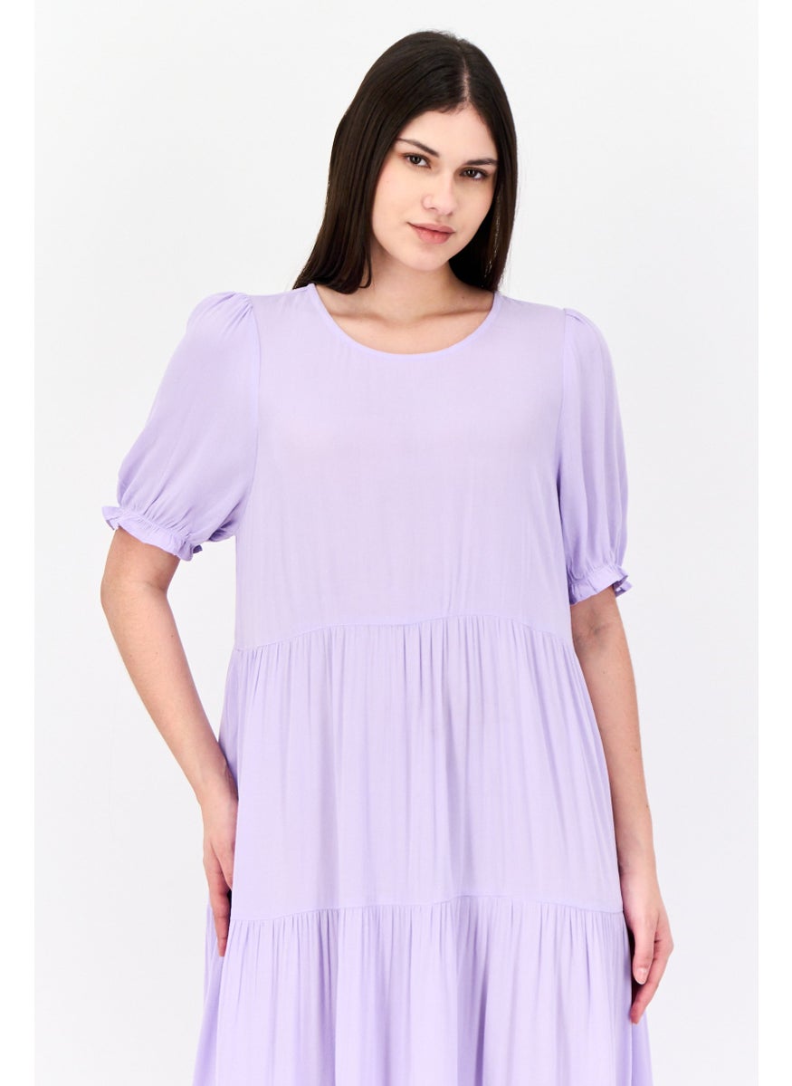 Women Plain Midi Dress, Lavender