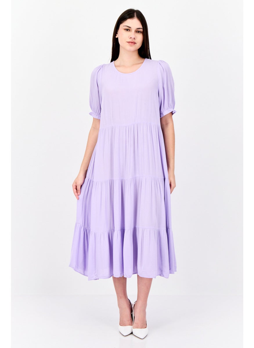 Women Plain Midi Dress, Lavender