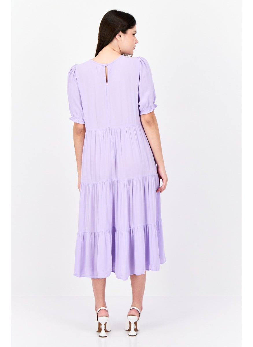 Women Plain Midi Dress, Lavender