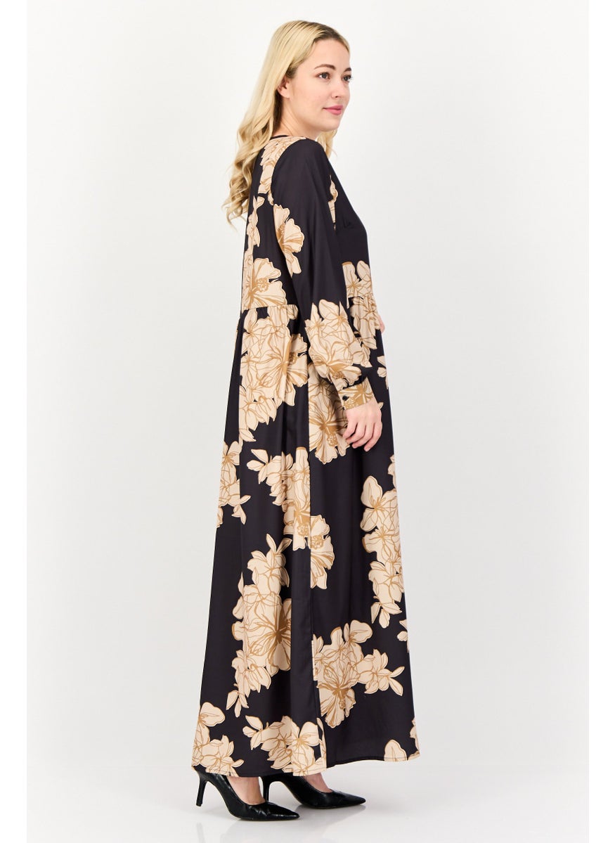 Women Floral Print Maxi Dress, Multicolor